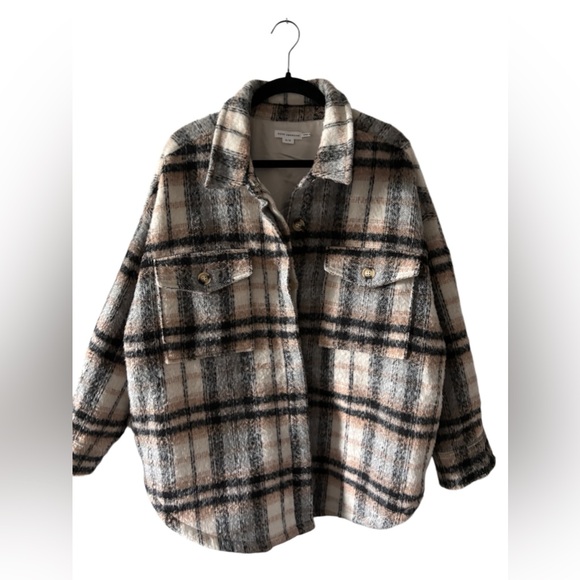 Good American Jackets & Blazers - NWT Good American Plaid Shacket in Neutral